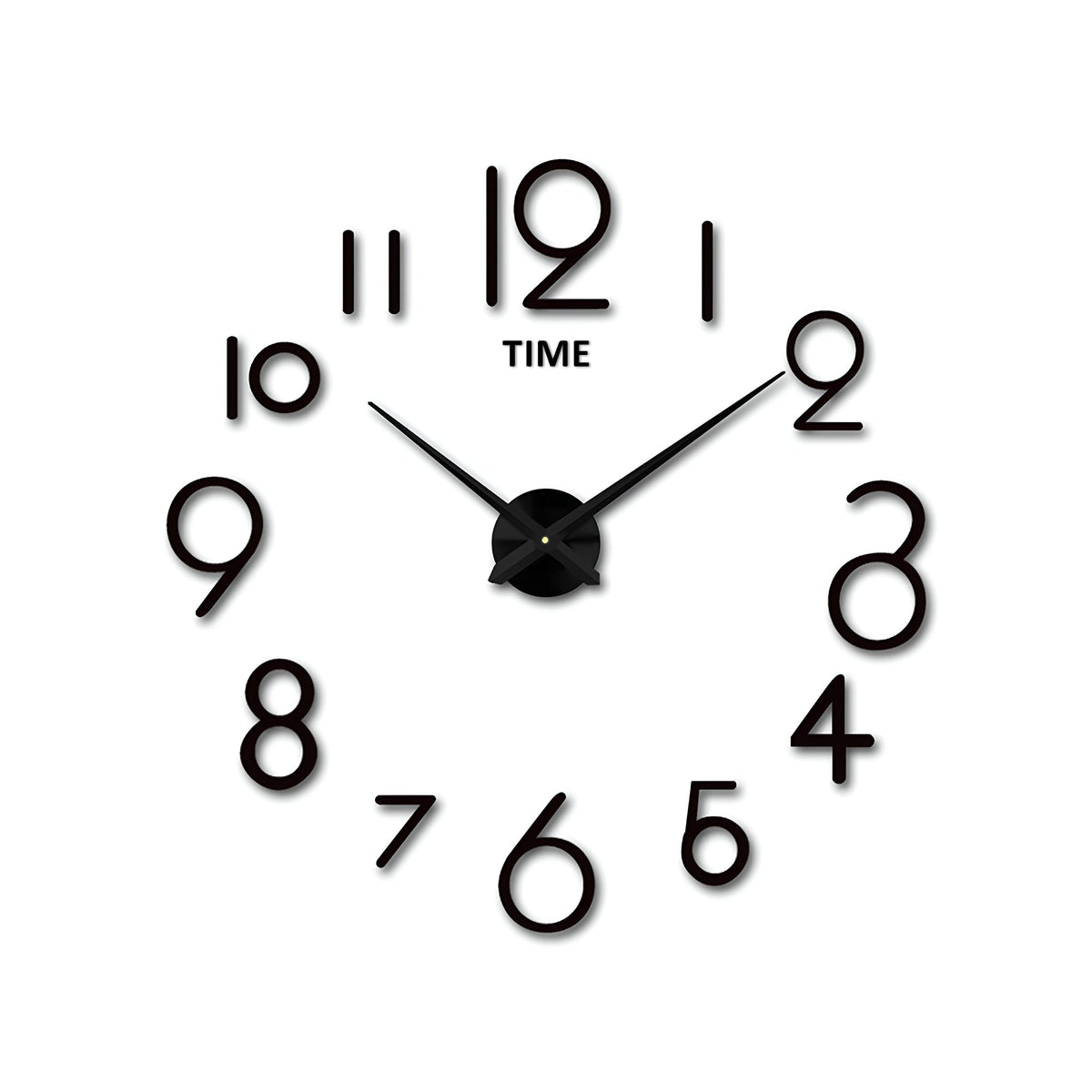 Large 3D DIY Wall Clock – Mirror Acrylic Numbers, Black or Silver - Black