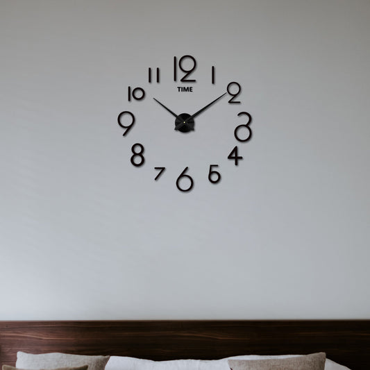 Large 3D DIY Wall Clock – Mirror Acrylic Numbers, Black or Silver - photo 2