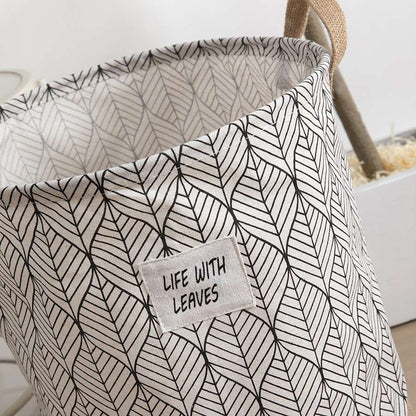 Leaf Print Cotton Laundry Basket – Jute Base, Handles, Large or Pack of 2 Small - photo 9