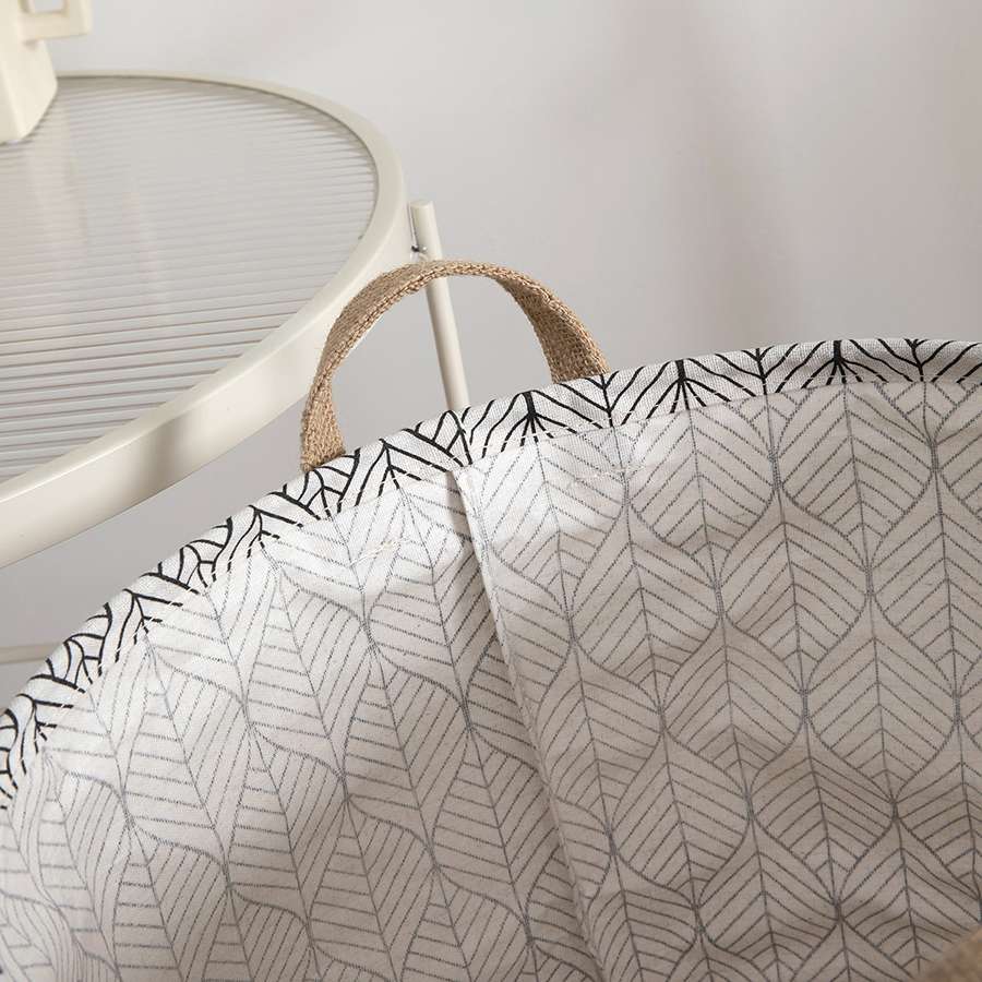 Leaf Print Cotton Laundry Basket – Jute Base, Handles, Large or Pack of 2 Small - photo 10
