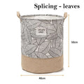 Leaf Print Cotton Laundry Basket – Jute Base, Handles, Large or Pack of 2 Small - Large, 40 x 50 cm, 1 Basket