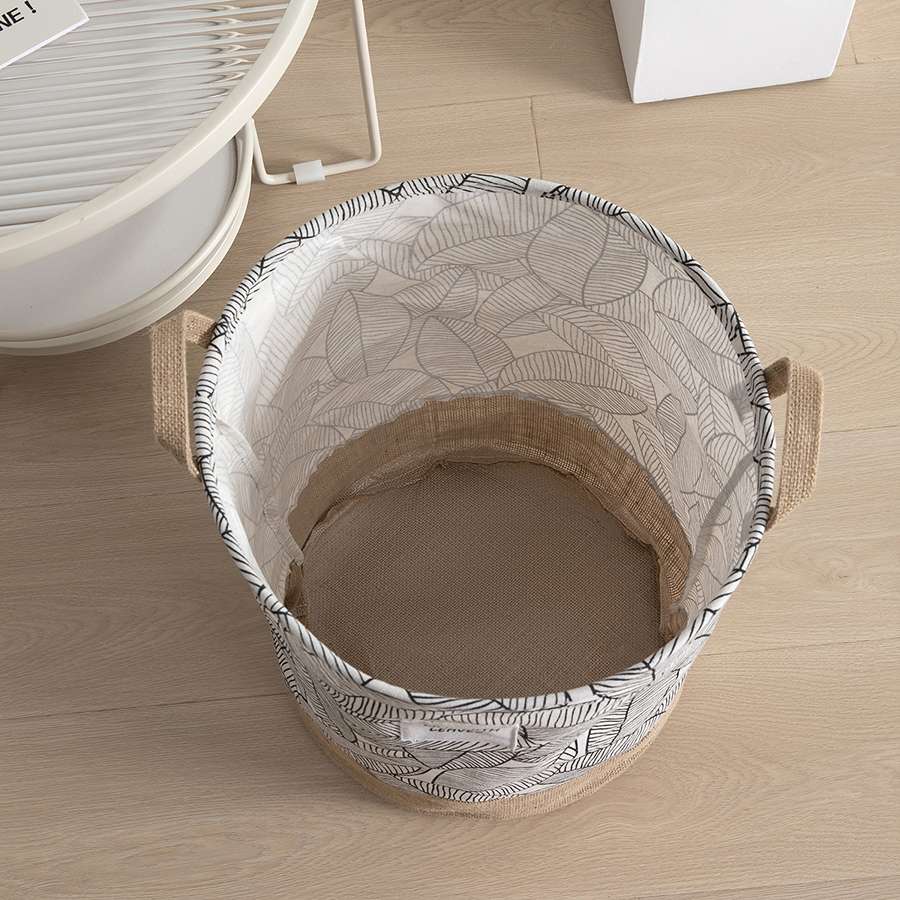 Leaf Print Cotton Laundry Basket – Jute Base, Handles, Large or Pack of 2 Small - photo 8