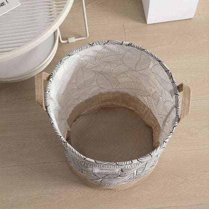 Leaf Print Cotton Laundry Basket – Jute Base, Handles, Large or Pack of 2 Small - photo 8