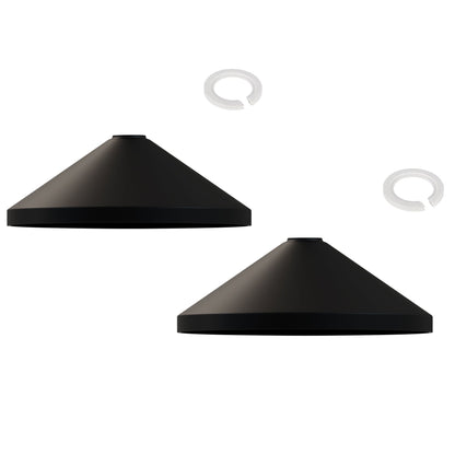 Large Cone Lamp Shade 33.5 or 36 cm – Easy Fit, 6 Colours - Black, 33.5 cm with Reducer Ring, Pack of 2