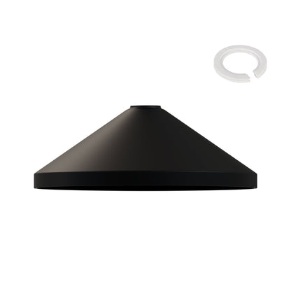 Large Cone Lamp Shade 33.5 or 36 cm – Easy Fit, 6 Colours - Black, 33.5 cm with Reducer Ring, Single