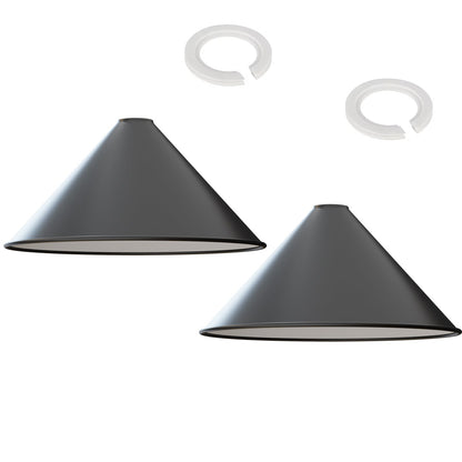 Large Cone Lamp Shade 33.5 or 36 cm – Easy Fit, 6 Colours - Black, 36 cm with Reducer Ring, Pack of 2