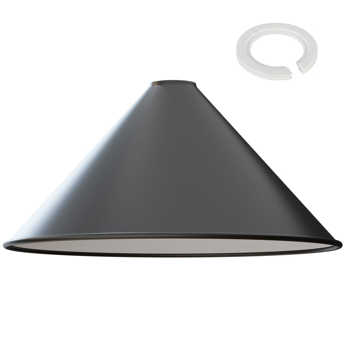 Large Cone Lamp Shade 33.5 or 36 cm – Easy Fit, 6 Colours - Black, 36 cm with Reducer Ring, Single