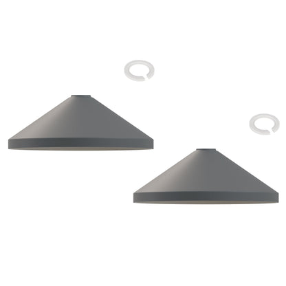 Large Cone Lamp Shade 33.5 or 36 cm – Easy Fit, 6 Colours - Grey, 33.5 cm with Reducer Ring, Pack of 2