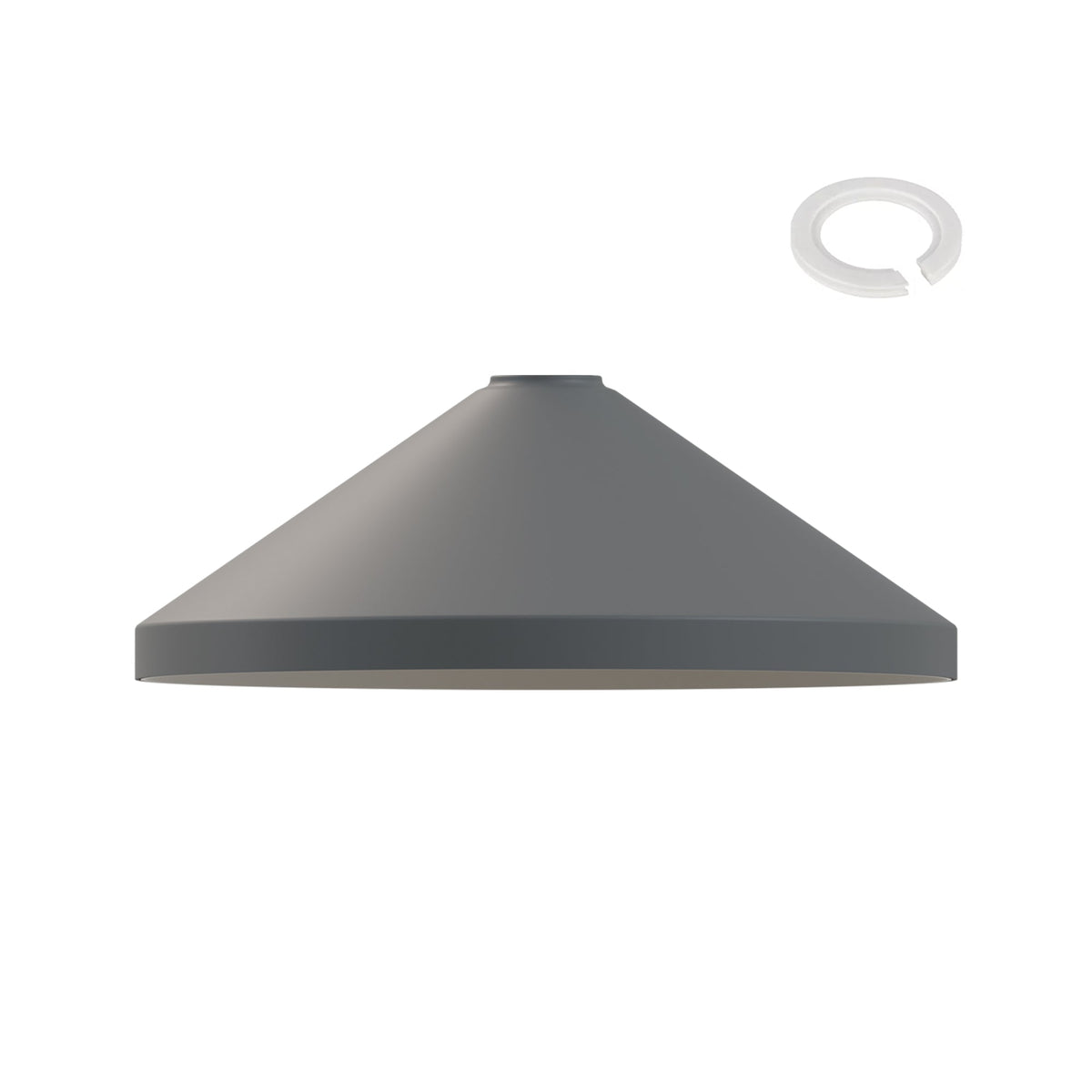 Large Cone Lamp Shade 33.5 or 36 cm – Easy Fit, 6 Colours - Grey, 33.5 cm with Reducer Ring, Single