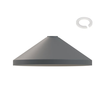 Large Cone Lamp Shade 33.5 or 36 cm – Easy Fit, 6 Colours - Grey, 33.5 cm with Reducer Ring, Single