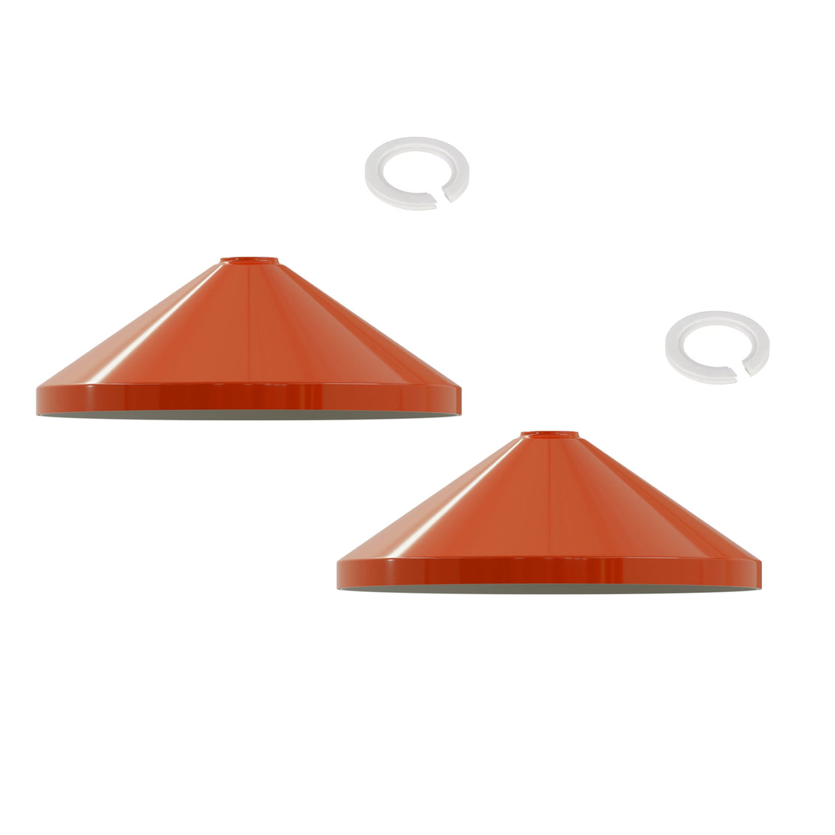 Large Cone Lamp Shade 33.5 or 36 cm – Easy Fit, 6 Colours - Orange, 33.5 cm with Reducer Ring, Pack of 2