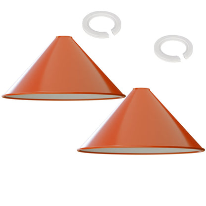 Large Cone Lamp Shade 33.5 or 36 cm – Easy Fit, 6 Colours - Orange, 36 cm with Reducer Ring, Pack of 2