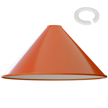 Large Cone Lamp Shade 33.5 or 36 cm – Easy Fit, 6 Colours - Orange, 36 cm with Reducer Ring, Single