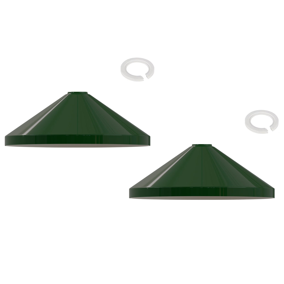 Large Cone Lamp Shade 33.5 or 36 cm – Easy Fit, 6 Colours - Dark Green, 33.5 cm with Reducer Ring, Pack of 2