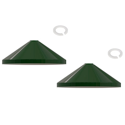 Large Cone Lamp Shade 33.5 or 36 cm – Easy Fit, 6 Colours - Dark Green, 33.5 cm with Reducer Ring, Pack of 2