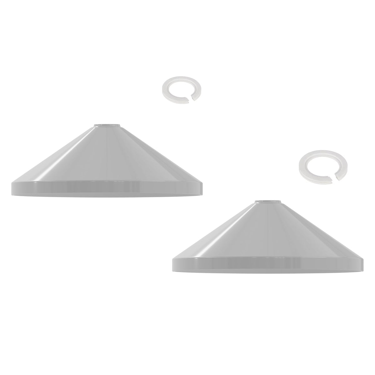 Large Cone Lamp Shade 33.5 or 36 cm – Easy Fit, 6 Colours - White, 33.5 cm with Reducer Ring, Pack of 2