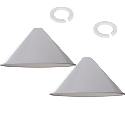 Large Cone Lamp Shade 33.5 or 36 cm – Easy Fit, 6 Colours - White, 36 cm with Reducer Ring, Pack of 2