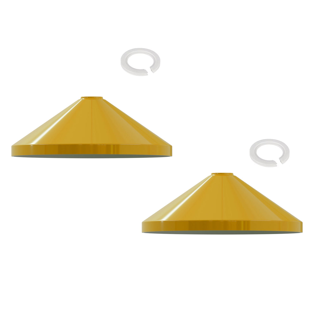 Large Cone Lamp Shade 33.5 or 36 cm – Easy Fit, 6 Colours - Yellow, 33.5 cm with Reducer Ring, Pack of 2