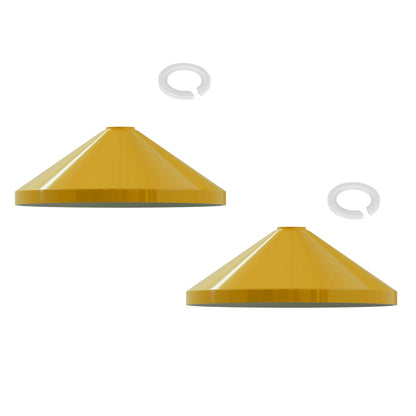 Large Cone Lamp Shade 33.5 or 36 cm – Easy Fit, 6 Colours - Yellow, 33.5 cm with Reducer Ring, Pack of 2