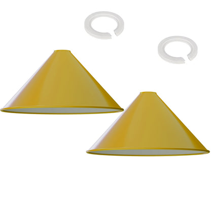 Large Cone Lamp Shade 33.5 or 36 cm – Easy Fit, 6 Colours - Yellow, 36 cm with Reducer Ring, Pack of 2