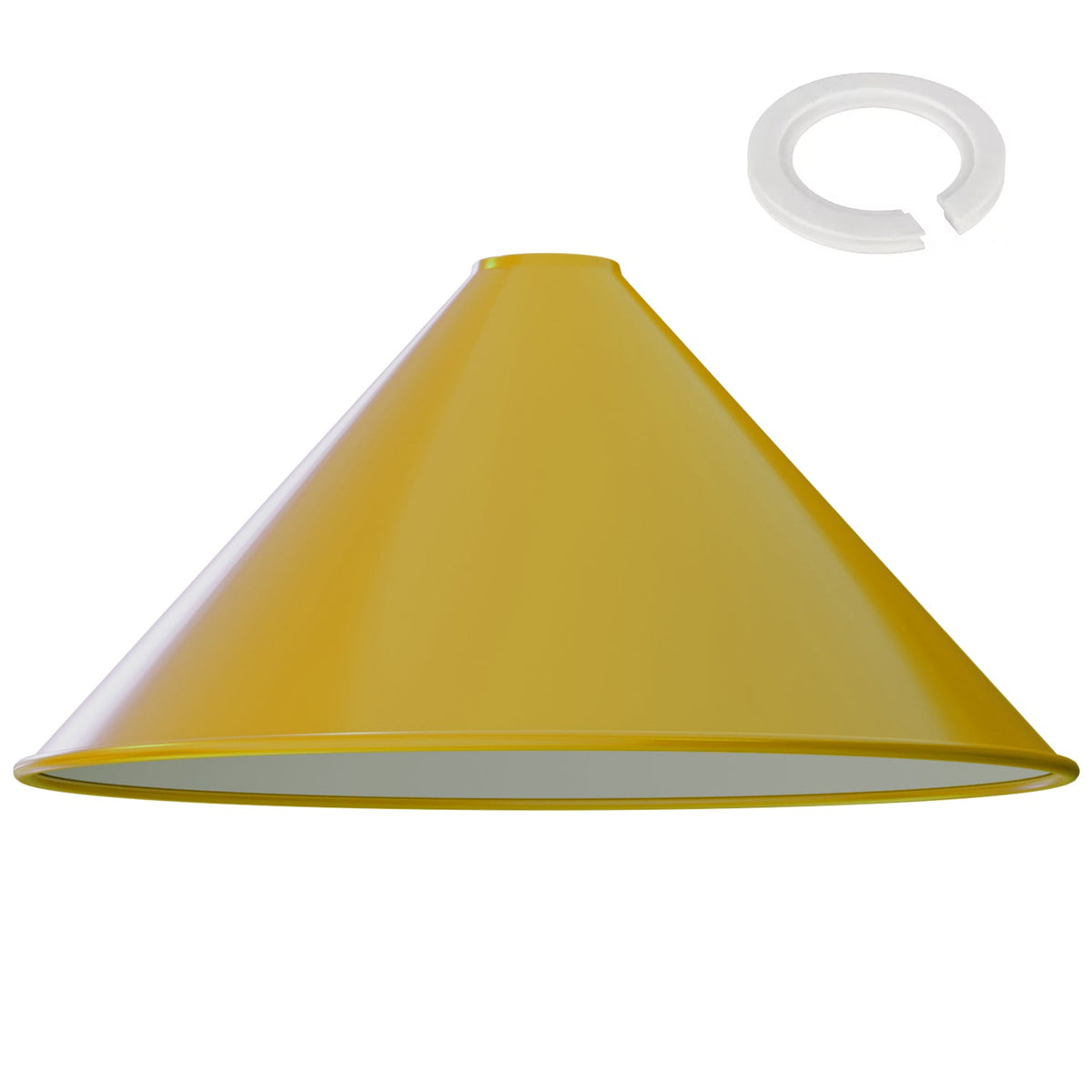 Large Cone Lamp Shade 33.5 or 36 cm – Easy Fit, 6 Colours - Yellow, 36 cm with Reducer Ring, Single