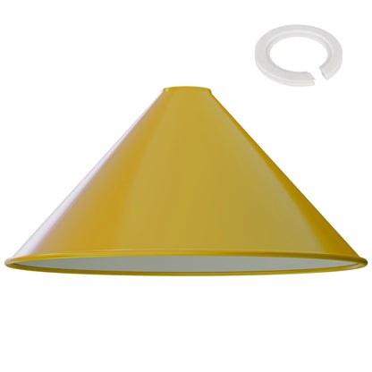 Large Cone Lamp Shade 33.5 or 36 cm – Easy Fit, 6 Colours - Yellow, 36 cm with Reducer Ring, Single