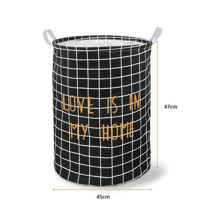 Grid Print Laundry Baskets, Pack of 3 – 'Love Is in My Home', Black or White - photo 4