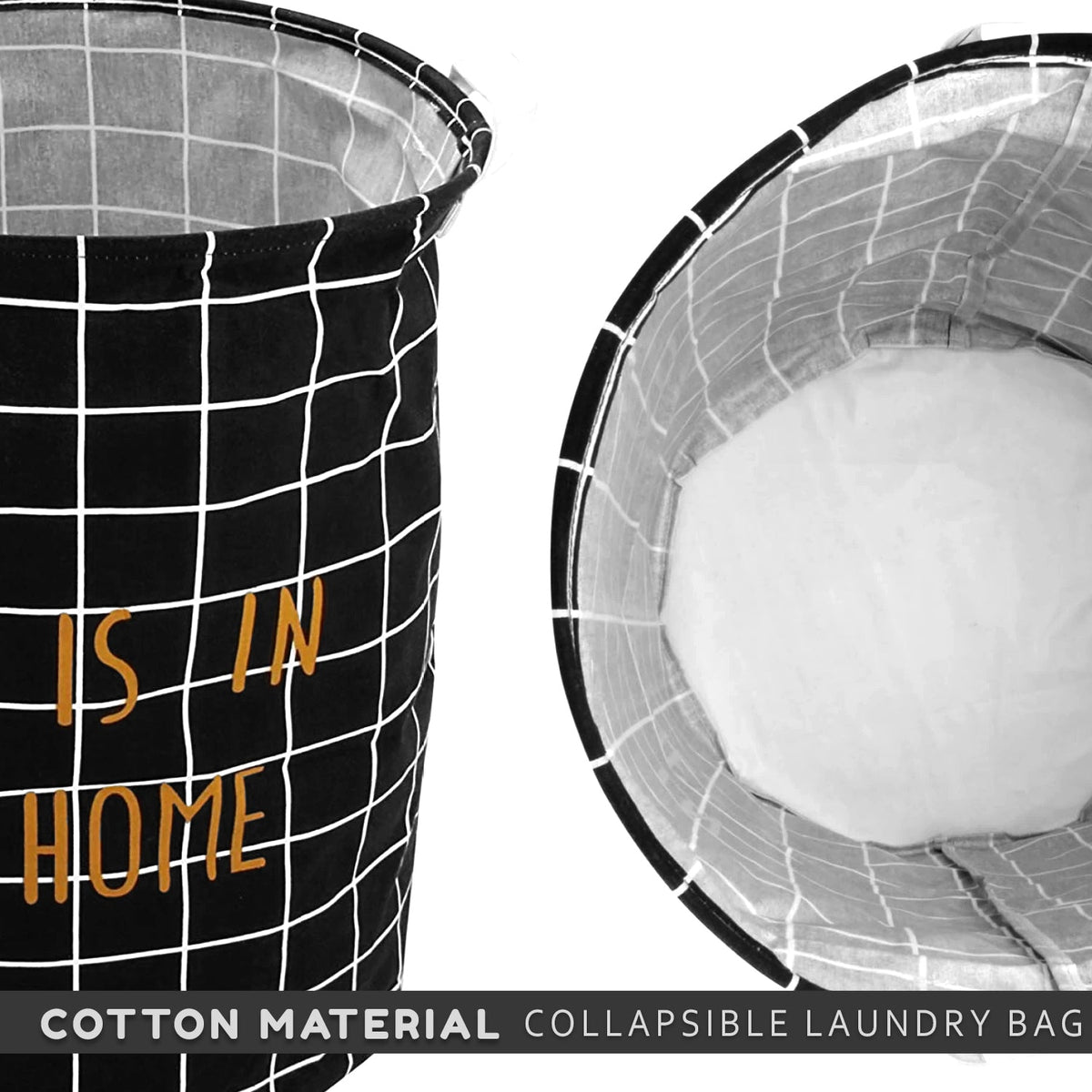 Grid Print Laundry Baskets, Pack of 3 – 'Love Is in My Home', Black or White - photo 8