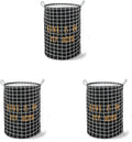 Grid Print Laundry Baskets, Pack of 3 – 'Love Is in My Home', Black or White - Black