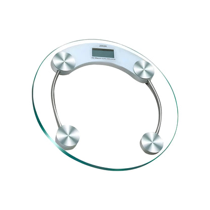 Clear Glass Digital Bathroom Scale – Round, 33 cm, 180 kg