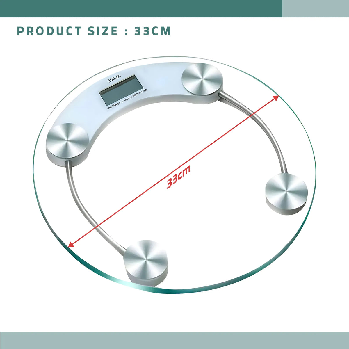 Clear Glass Digital Bathroom Scale – Round, 33 cm, 180 kg - photo 9