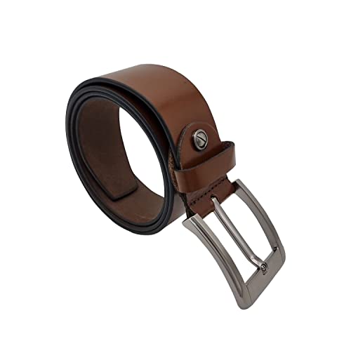 Men's Leather Belt – Pin Buckle, Textured Black, Smooth Black or Brown, S to XXL - M, Brown