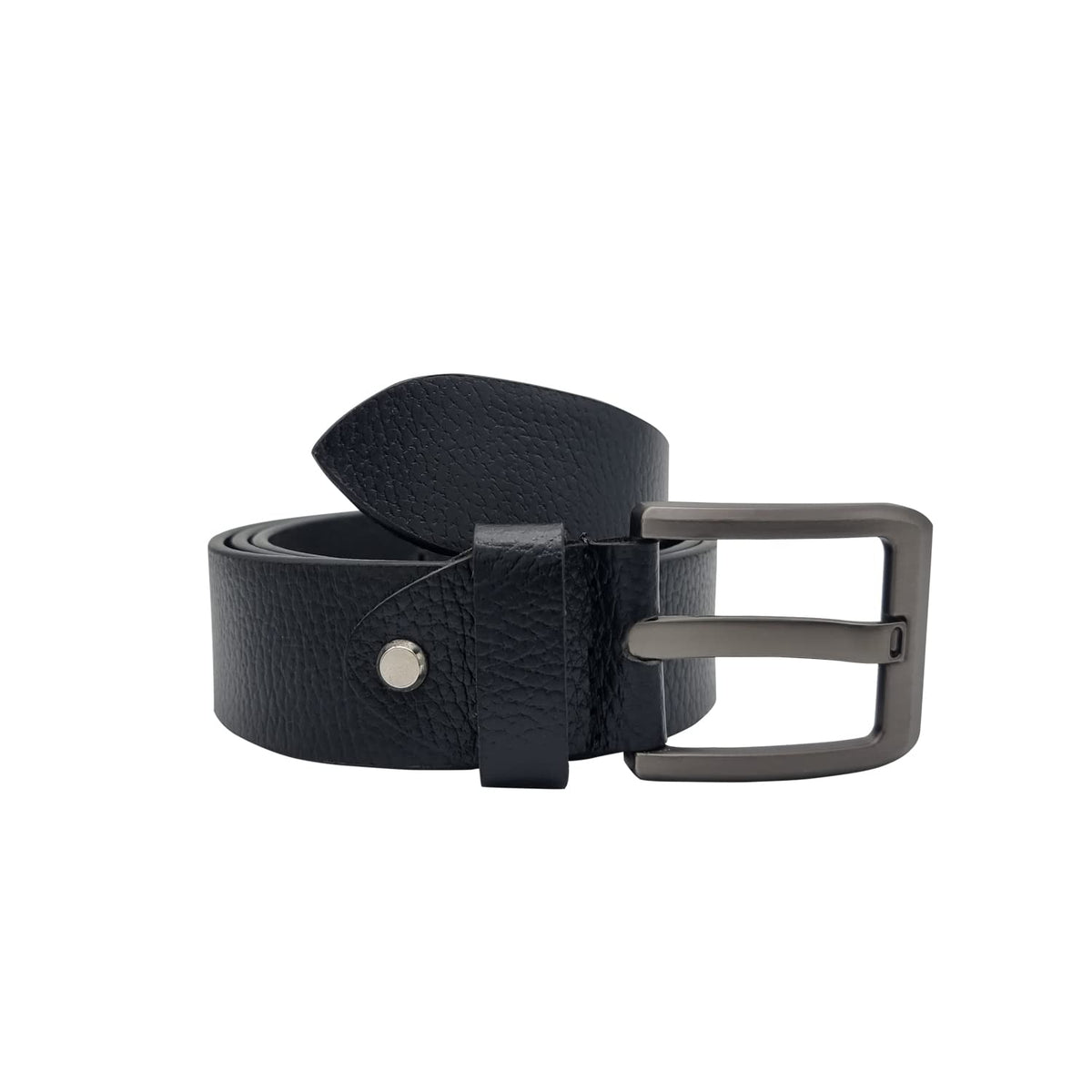 Men's Leather Belt – Pin Buckle, Textured Black, Smooth Black or Brown, S to XXL - S, Textured Black