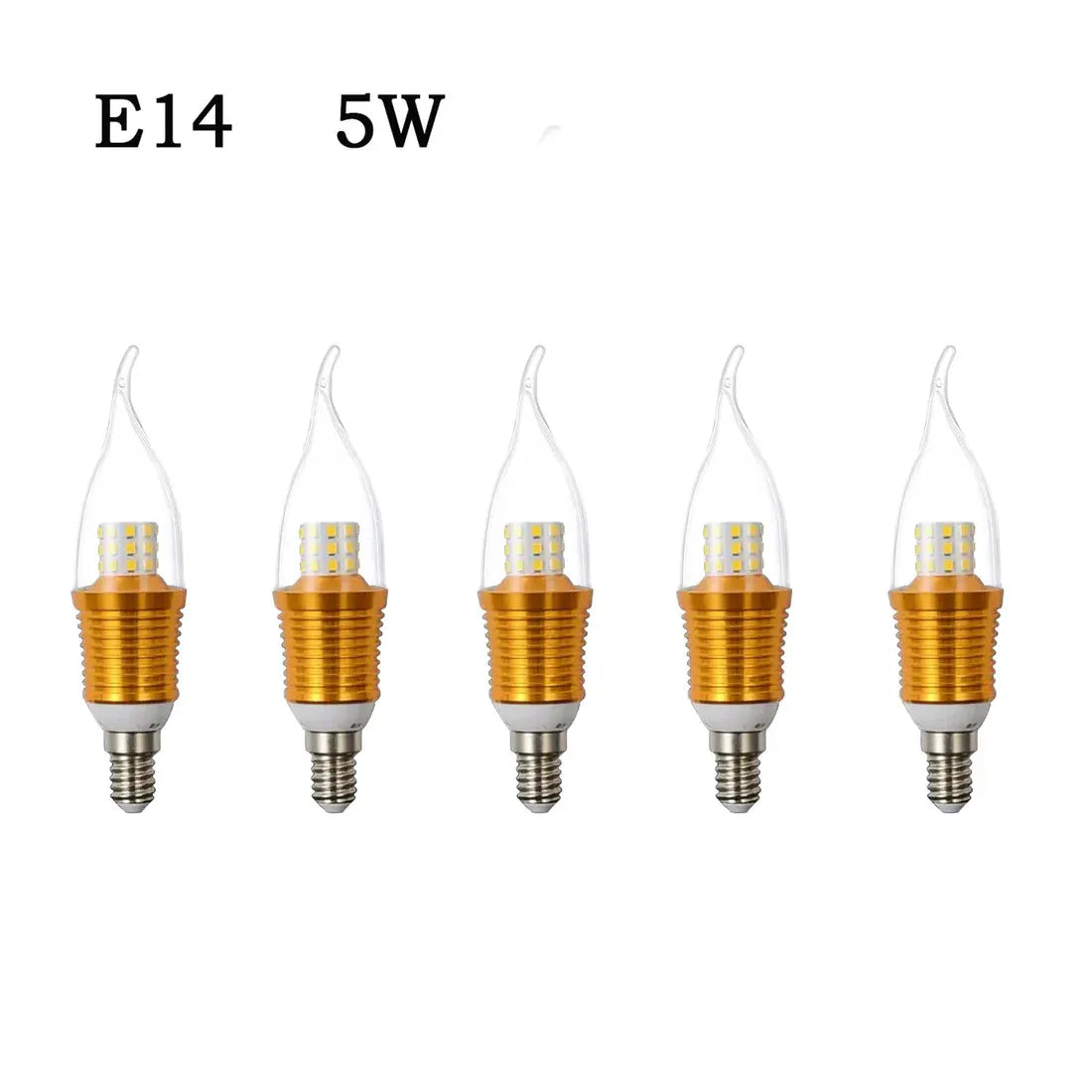 LED Candle Bulbs – E14 & B22 - Candle Warm White, E14 5W, Pack of 5