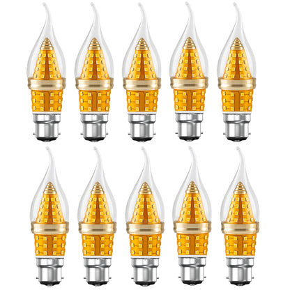 LED Candle Bulbs – E14 & B22 - Flame Tip 3-Colour, B22 12W, Pack of 10
