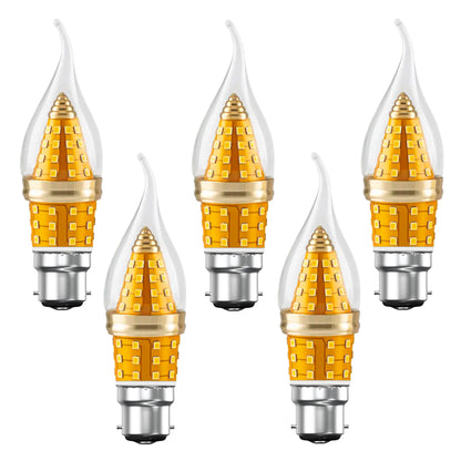LED Candle Bulbs – E14 & B22 - Flame Tip 3-Colour, B22 12W, Pack of 5