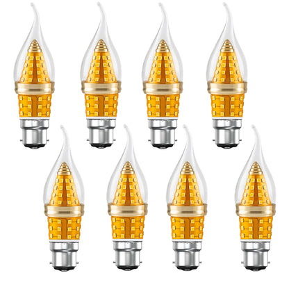 LED Candle Bulbs – E14 & B22 - Flame Tip 3-Colour, B22 12W, Pack of 8