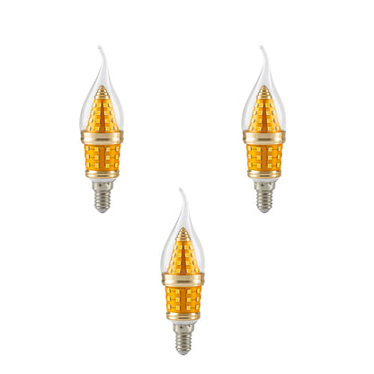LED Candle Bulbs – E14 & B22 - Flame Tip 3-Colour, E14 12W, Pack of 3