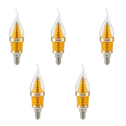 LED Candle Bulbs – E14 & B22 - Flame Tip 3-Colour, E14 12W, Pack of 5