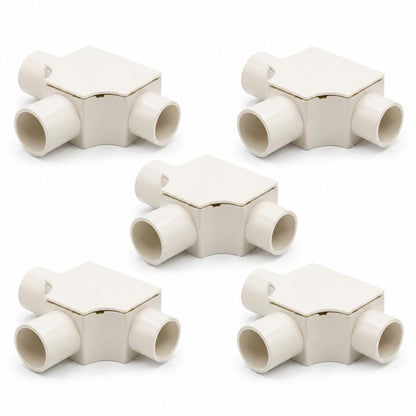 PVC Inspection Conduit Tee with Cover – 20 mm & 25 mm - 20 mm, Pack of 5