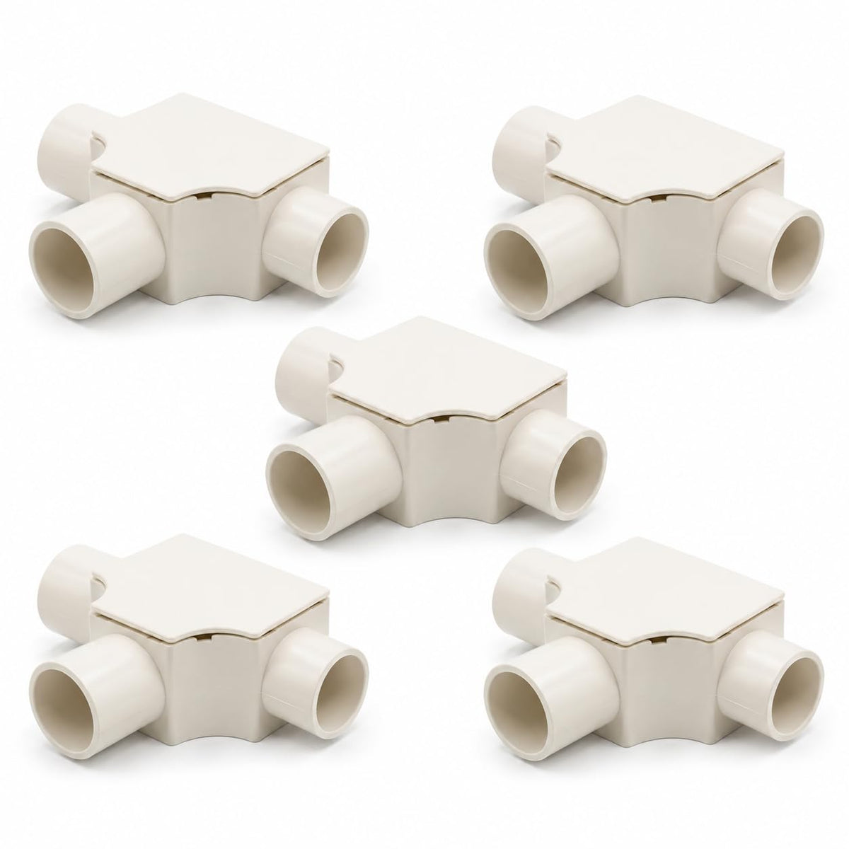 PVC Inspection Conduit Tee with Cover – 20 mm & 25 mm - 25 mm, Pack of 5