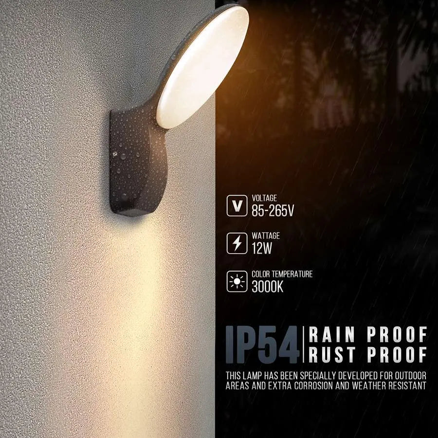 Modern Oval LED Wall Light 12W IP54 – Dark Grey, Warm White - photo 3