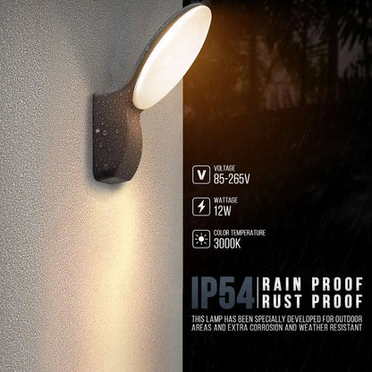 Modern Oval LED Wall Light 12W IP54 – Dark Grey, Warm White - photo 3