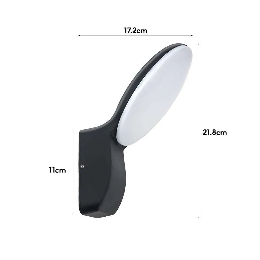 Modern Oval LED Wall Light 12W IP54 – Dark Grey, Warm White - photo 4