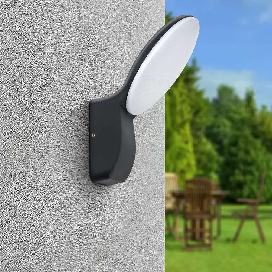 Modern Oval LED Wall Light 12W IP54 – Dark Grey, Warm White