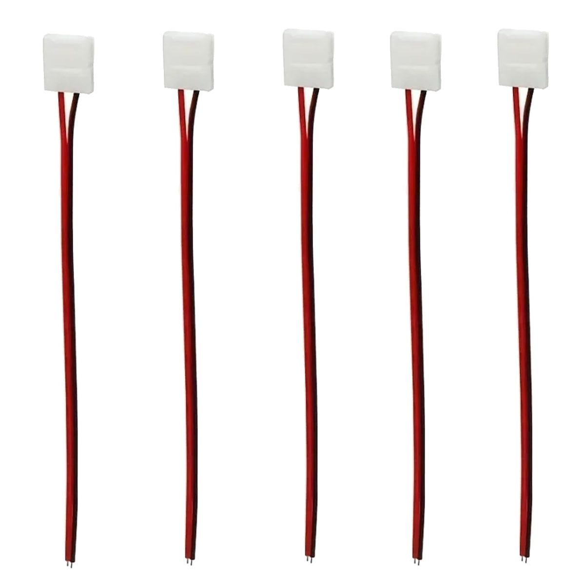LED Strip Light Connectors – 2 & 4 Pin Clips, Splitters & DC Plug Cables - 2 Pin Female Clip, Pack of 5