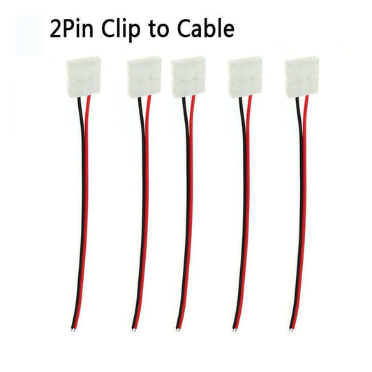 LED Strip Light Connectors – 2 & 4 Pin Clips, Splitters & DC Plug Cables - 2 Pin Female Clip, Single