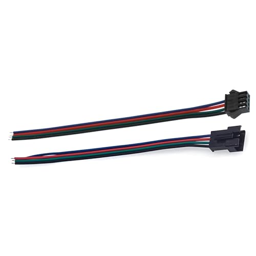 LED Strip Light Connectors – 2 & 4 Pin Clips, Splitters & DC Plug Cables - 4 Pin Female Connector, Pack of 5