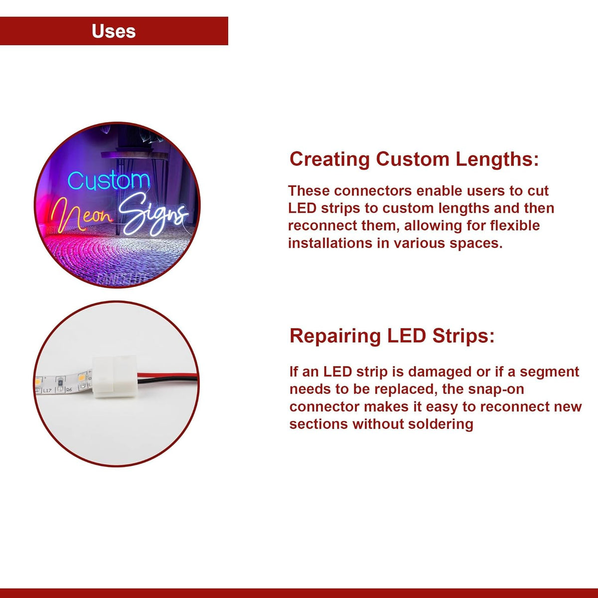 LED Strip Light Connectors – 2 & 4 Pin Clips, Splitters & DC Plug Cables - photo 5