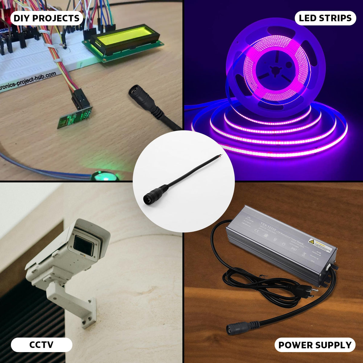 LED Strip Light Connectors – 2 & 4 Pin Clips, Splitters & DC Plug Cables - photo 8